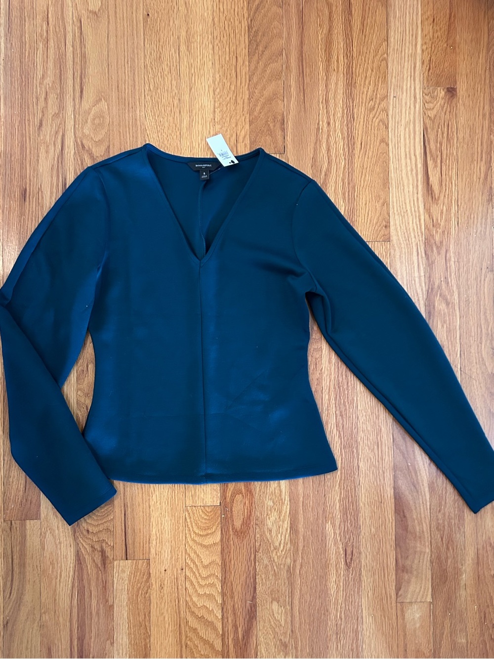 Banana Republic Women’s Long Sleeve V-Neck Top - Dark Teal
